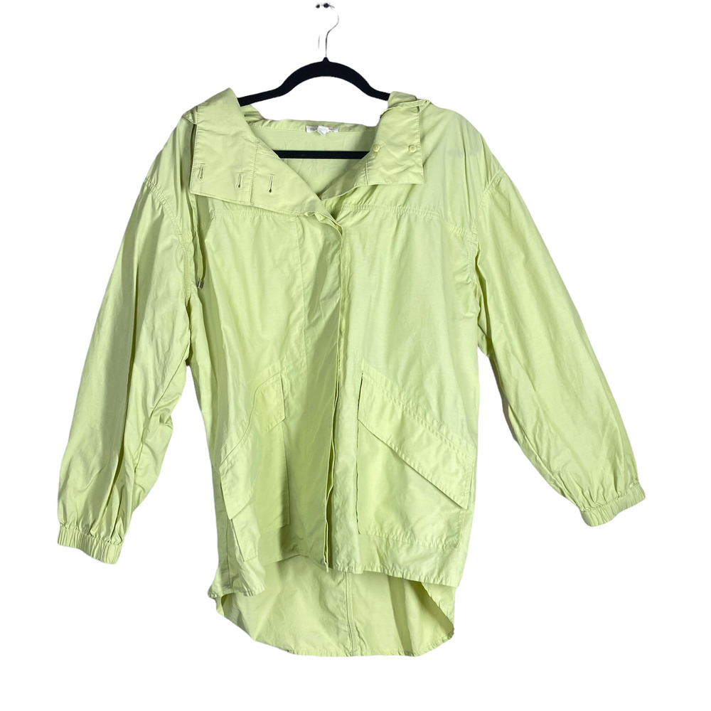 Eileen Fisher Lime Green Light Organic Cotton Nylon Hooded Coat Medium